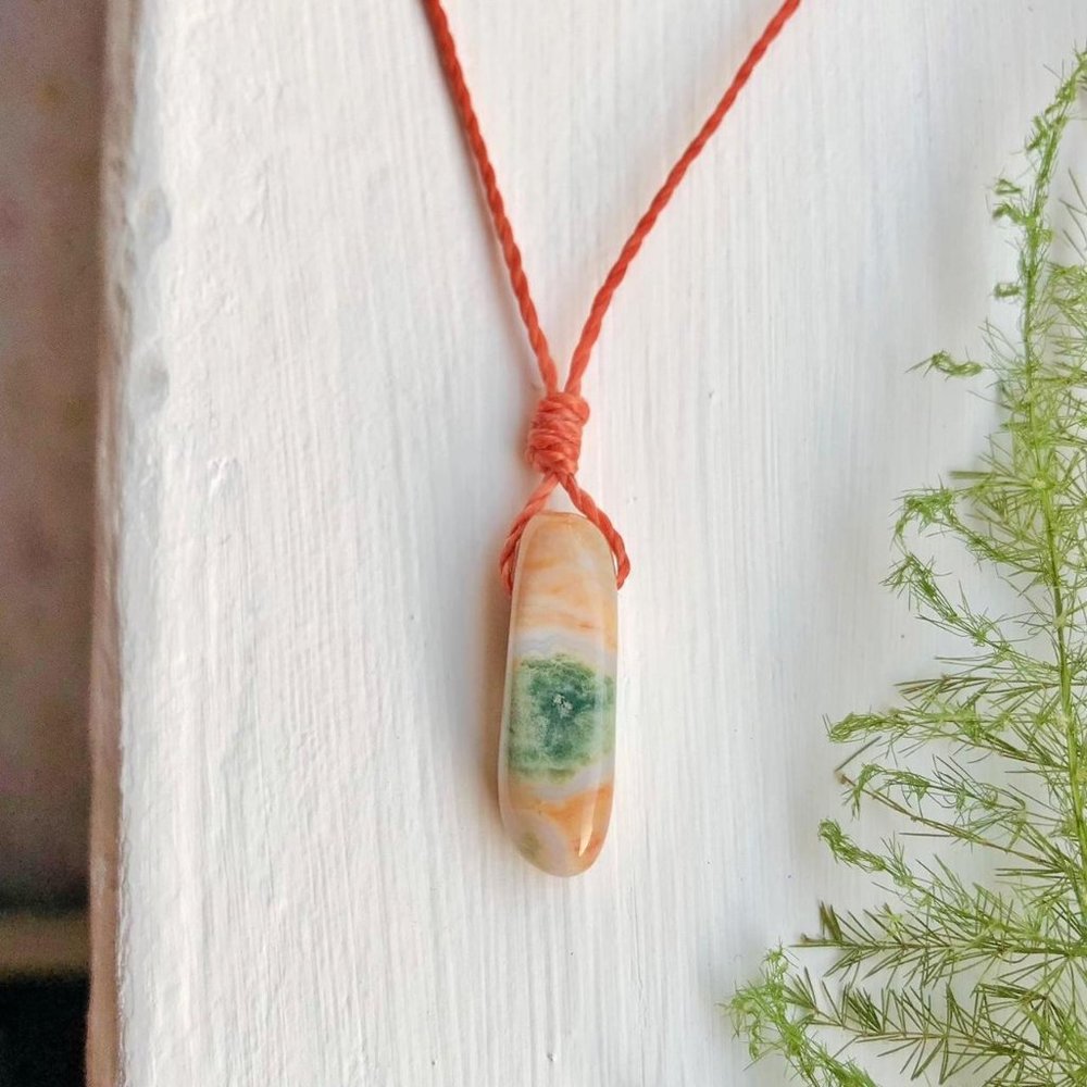 Ocean Jasper Green Orb (Burnt Orange) Necklace/Choker